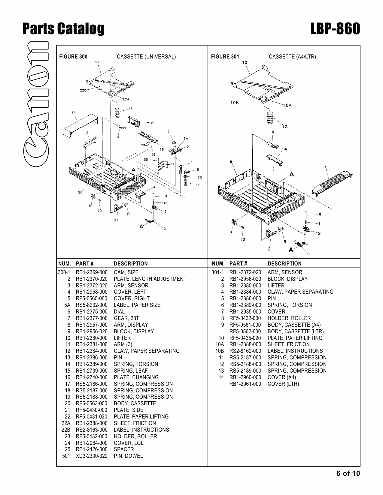 Canon imageCLASS LBP-860 Parts Catalog Manual-6